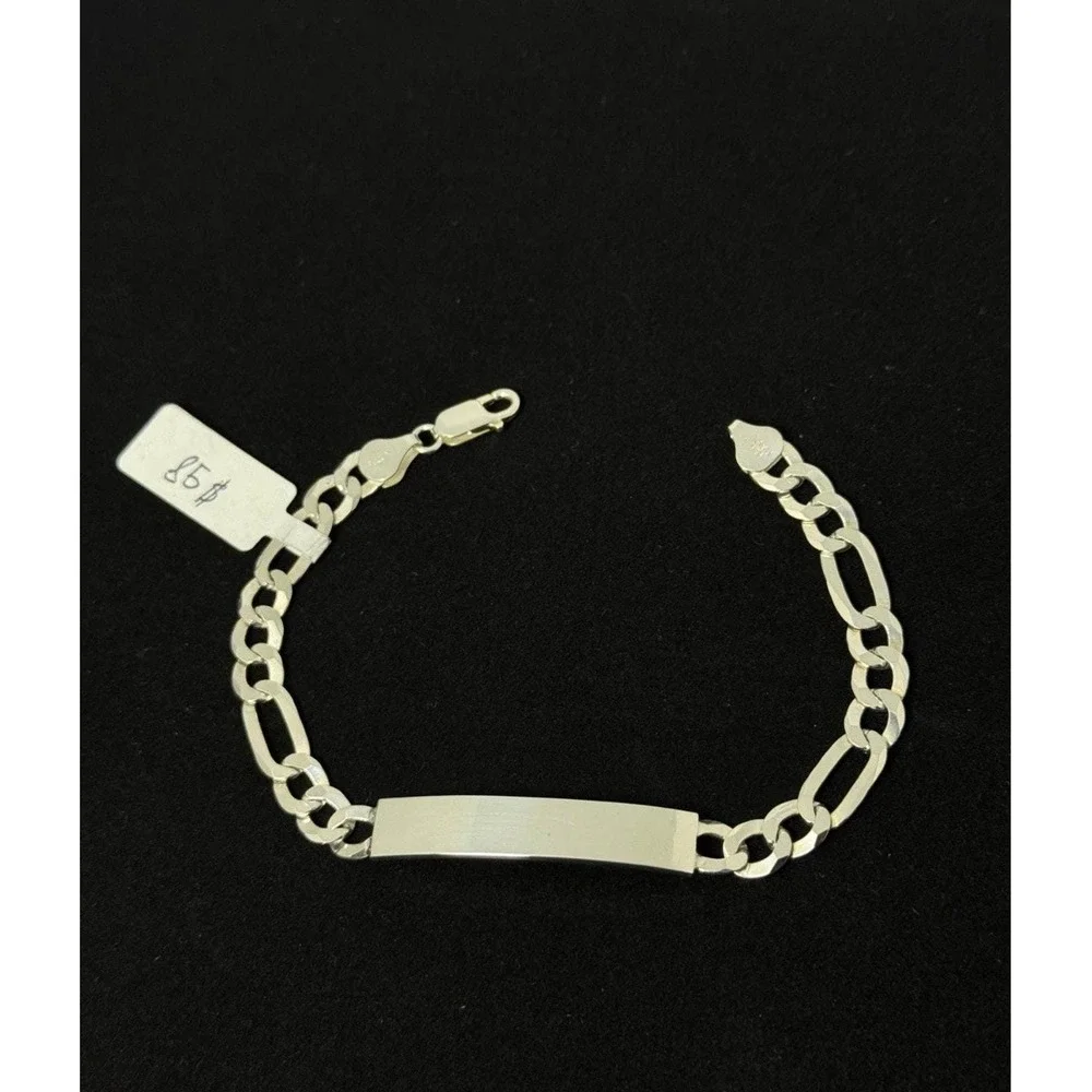 Esclava fígaro con plaquita - plata 925 8 inch